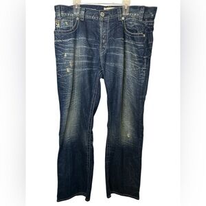 MEK Distressed Embellished Pocket Harbin Bootcut Denim Jeans